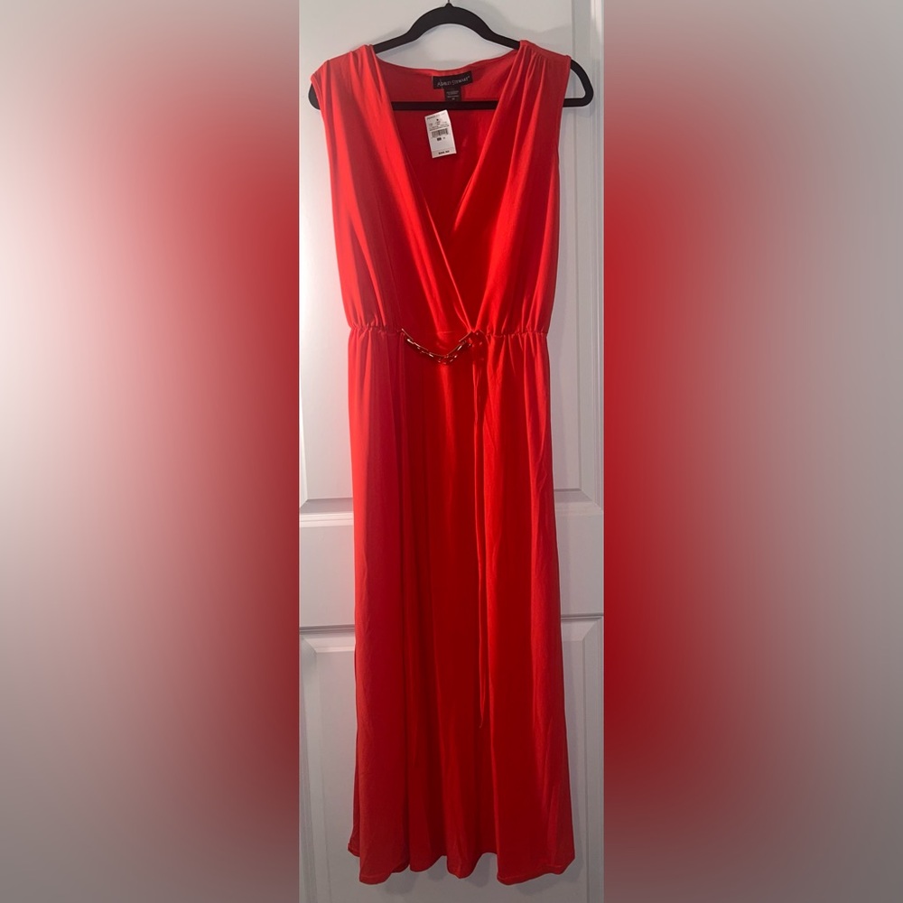 Ashley Stewart Flame orange dress with a gold chain Size 10